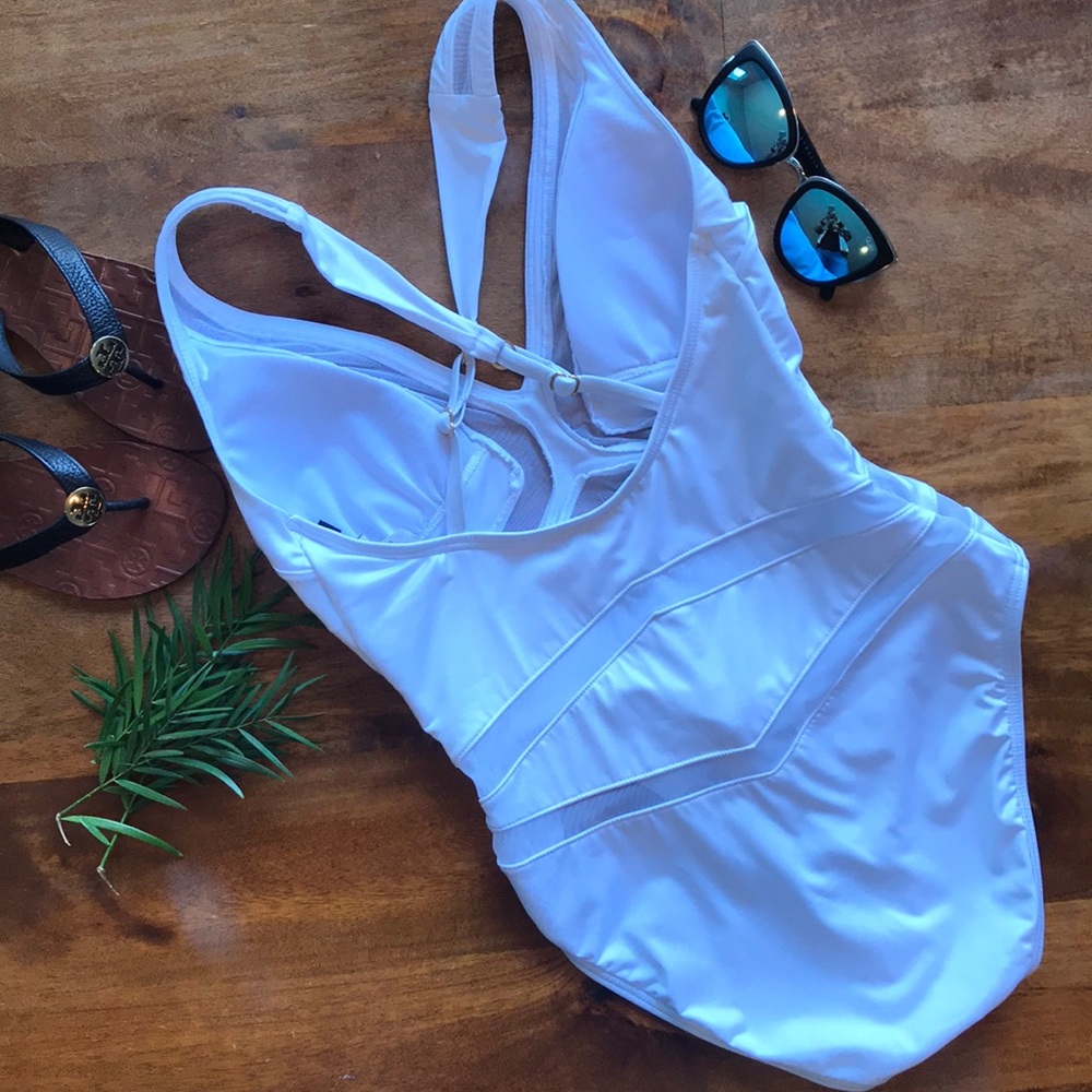 Kenneth Cole Mesh White One Piece Swim Suit Sexy - Picture 4 of 4